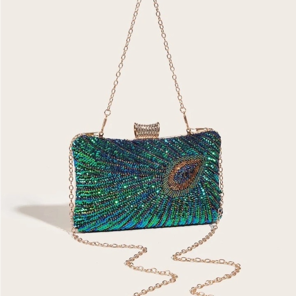 Emerald Green Luxury Embellished Clutch Bling Bag - Picture 4 of 8